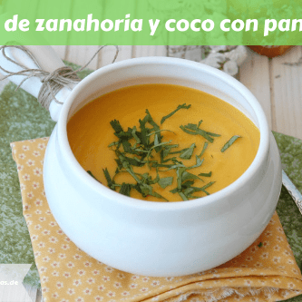 Crema de zanahoria y coco con pan de ajo