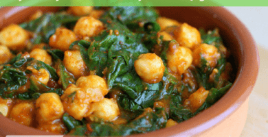 Sopa de pimientos, espinacas y garbanzos