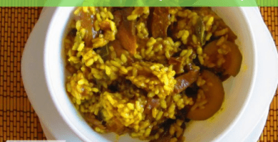 Arroz con verduras y soja al curry