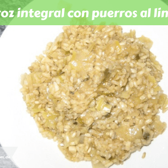 Arroz integral con puerros al limón